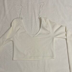 Aeropostale Cream Long Sleeve Crop Top